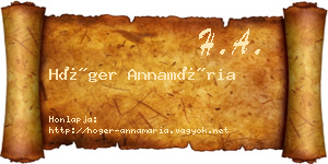 Höger Annamária névjegykártya